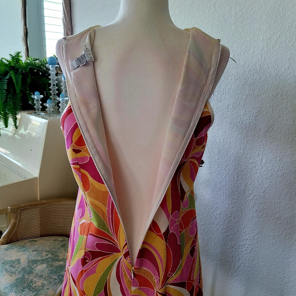EUC Laundry by Shelli Segal Bright Multicolored Sleeveless Halter Dress Sz 12 - Picture 4 of 10